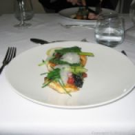 HIBISCUS, PAN-ROASTED WOLF FISH, BLACK RISOTTO, FENNEL AND CHORIZO, SEA FOAM 011