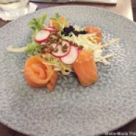 THE FOLLY, HOME CURED SALMON (LIGHTLY PICKLED CUCUMBER, SALMON ROE, FENNEL., FRESH RADISH, CHIVE OIL) 002